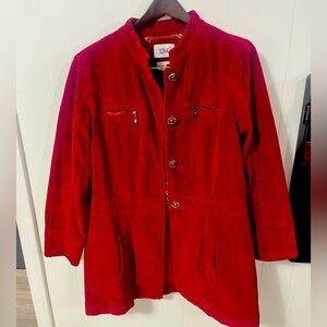 Vintage Cottage Core Red Corduroy Jacket Size Large